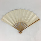 Japanese Folding Fan Vtg Sensu Bamboo Frame White Plain Paper 4D634