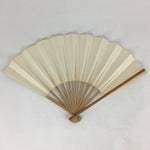 Japanese Folding Fan Vtg Sensu Bamboo Frame White Plain Paper 4D634