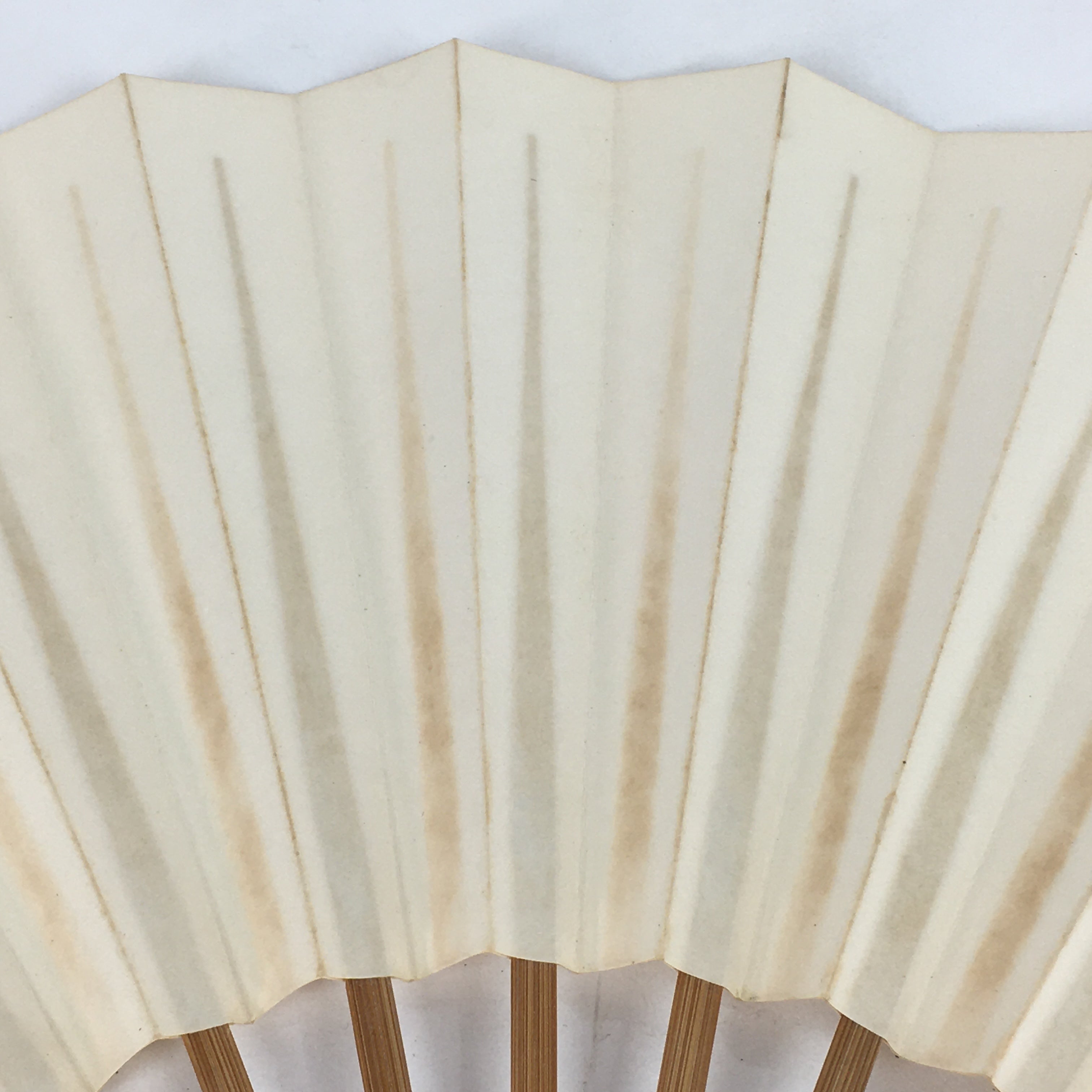 Japanese Folding Fan Vtg Sensu Bamboo Frame White Plain Paper 4D635