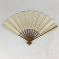 Japanese Folding Fan Vtg Sensu Bamboo Frame White Plain Paper 4D635