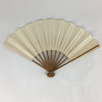 Japanese Folding Fan Vtg Sensu Bamboo Frame White Plain Paper 4D635