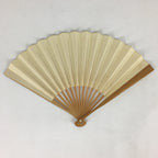 Japanese Folding Fan Vtg Sensu Bamboo Frame White Plain Paper Memo 4D609