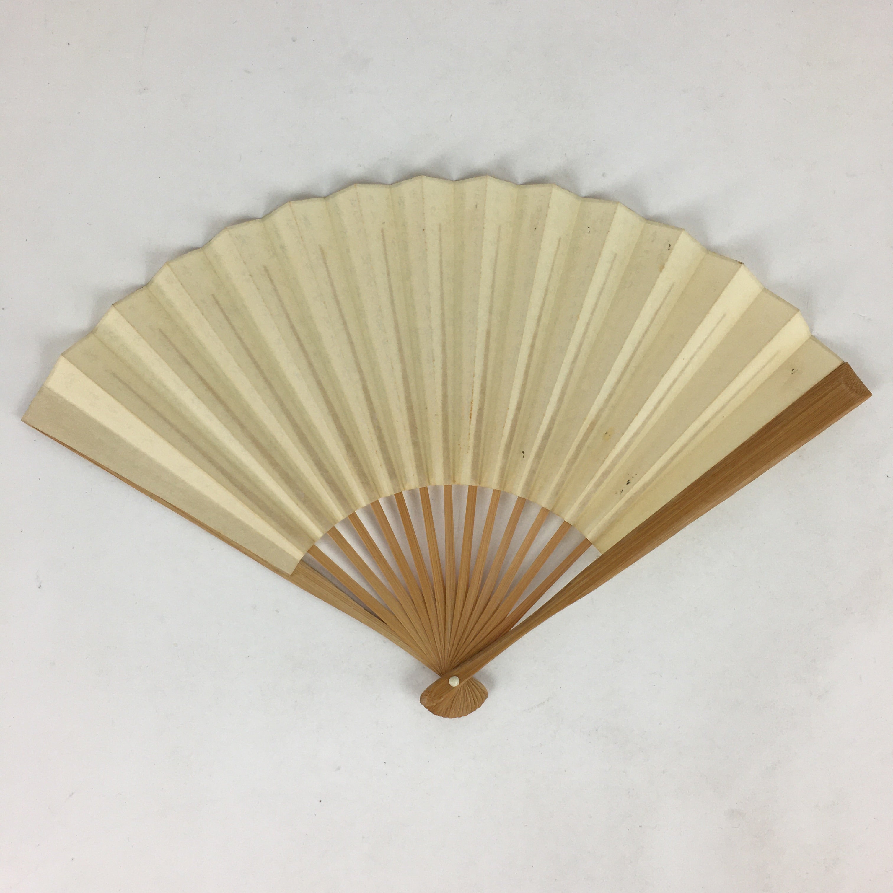 Japanese Folding Fan Vtg Sensu Bamboo Frame White Plain Paper Memo 4D609