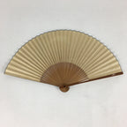 Japanese Folding Fan Vtg Sensu Bamboo Frame Yellow Paper Mountain 4D581