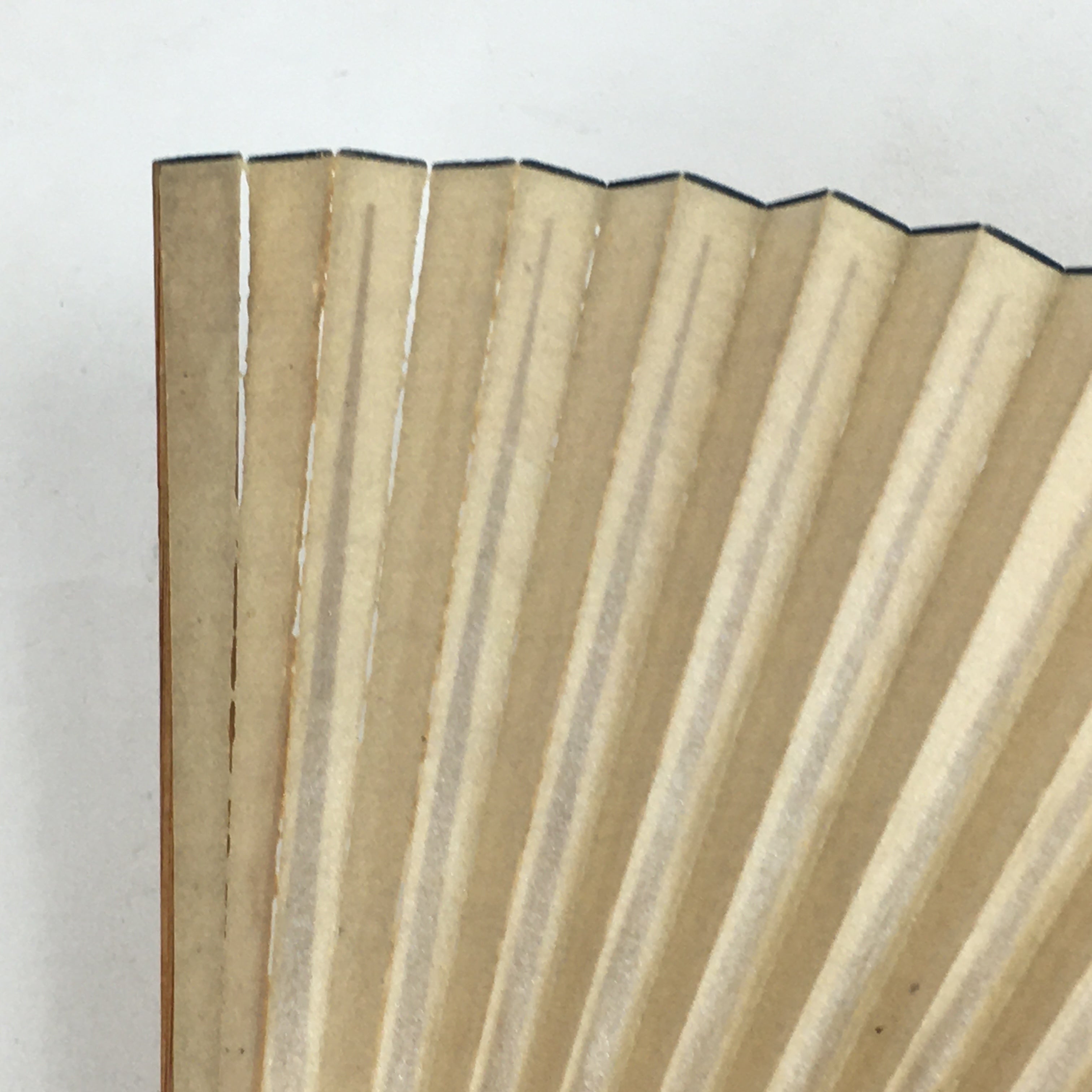 Japanese Folding Fan Vtg Sensu Bamboo Frame Yellow Paper Mountain 4D581