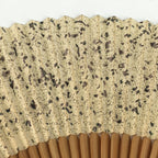 Japanese Folding Fan Vtg Sensu Brown Bamboo Frame Paper Shiny Gold 4D572