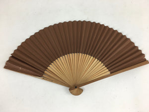 Japanese Folding Fan Vtg Sensu Brown Paper Bamboo Frame Small Birds 4D534