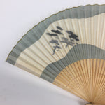 Japanese Folding Fan Vtg Sensu Japanese Paper Washi Bamboo Frame Gray 4D514