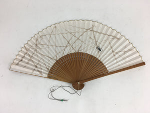 Japanese Folding Fan Vtg Sensu Paper Bamboo Frame Black Cricket 4D523