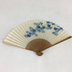 Japanese Folding Fan Vtg Sensu Paper Bamboo Frame Blue Japanese Maple 4D520