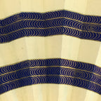 Japanese Folding Fan Vtg Sensu Paper Bamboo Frame Blue Waves 4D627