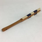 Japanese Folding Fan Vtg Sensu Paper Bamboo Frame Blue Waves 4D627