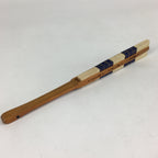 Japanese Folding Fan Vtg Sensu Paper Bamboo Frame Blue Waves 4D627