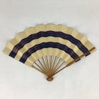 Japanese Folding Fan Vtg Sensu Paper Bamboo Frame Blue Waves 4D627