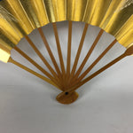 Japanese Folding Fan Vtg Sensu Paper Bamboo Frame Gold Blue Crane 4D488
