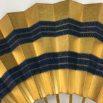 Japanese Folding Fan Vtg Sensu Paper Bamboo Frame Gold Blue Whirlpool 4D483