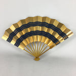 Japanese Folding Fan Vtg Sensu Paper Bamboo Frame Gold Blue Whirlpool 4D483