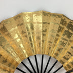 Japanese Folding Fan Vtg Sensu Paper Bamboo Frame Gold Mottled Pattern 4D497