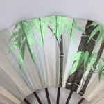 Japanese Folding Fan Vtg Sensu Paper Bamboo Frame Gold Shiny Bamboo 4D501
