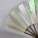 Japanese Folding Fan Vtg Sensu Paper Bamboo Frame Gold Shiny Bamboo 4D501