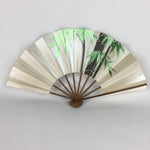 Japanese Folding Fan Vtg Sensu Paper Bamboo Frame Gold Shiny Bamboo 4D501