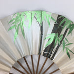 Japanese Folding Fan Vtg Sensu Paper Bamboo Frame Gold Shiny Bamboo 4D501