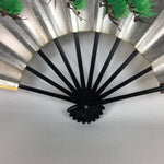 Japanese Folding Fan Vtg Sensu Paper Bamboo Frame Gold Silver Hand-painted 4D49