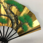 Japanese Folding Fan Vtg Sensu Paper Bamboo Frame Gold Silver Hand-painted 4D49