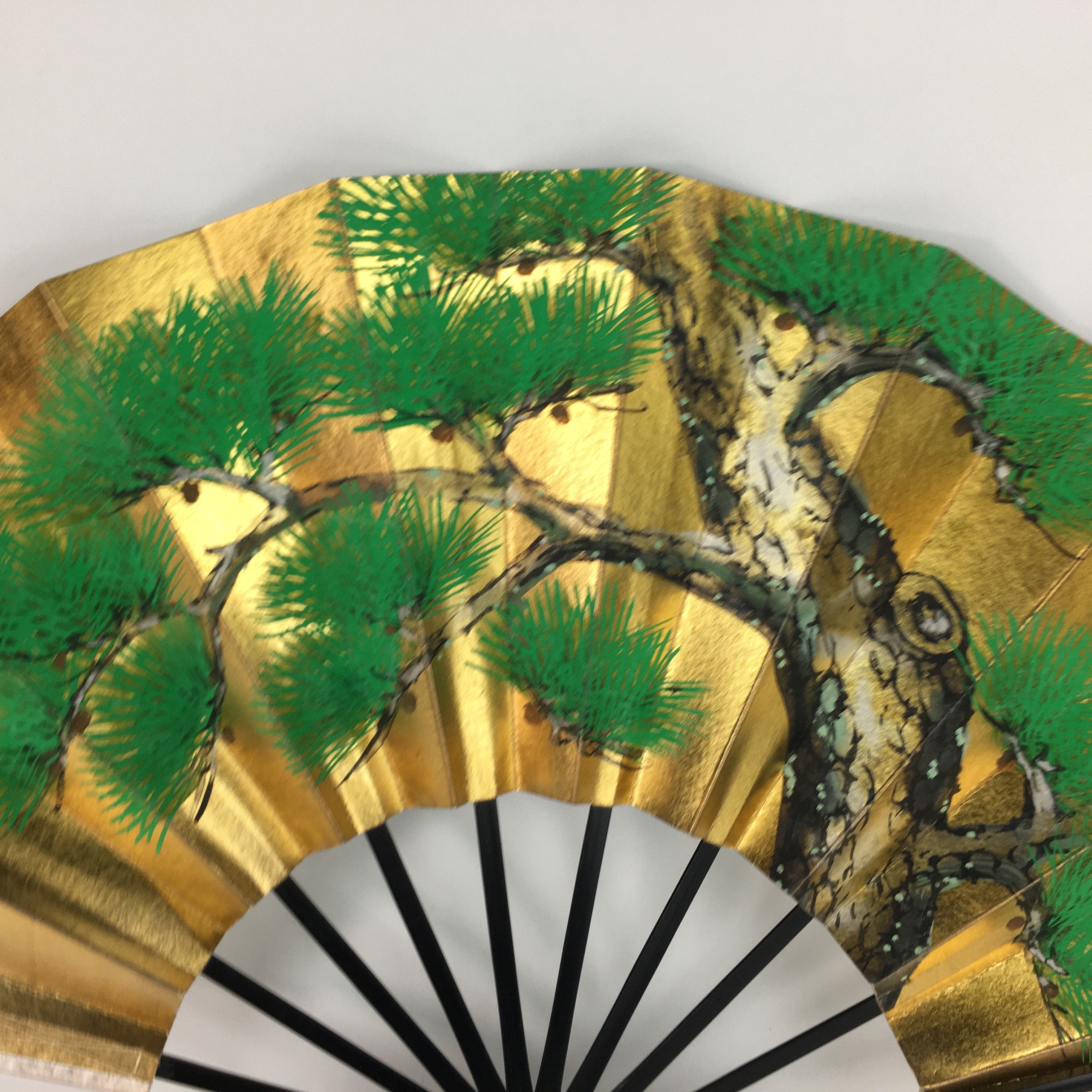 Japanese Folding Fan Vtg Sensu Bamboo Frame Paper Kimono Boy 4D624