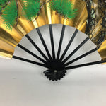 Japanese Folding Fan Vtg Sensu Paper Bamboo Frame Gold Silver Hand-painted 4D49