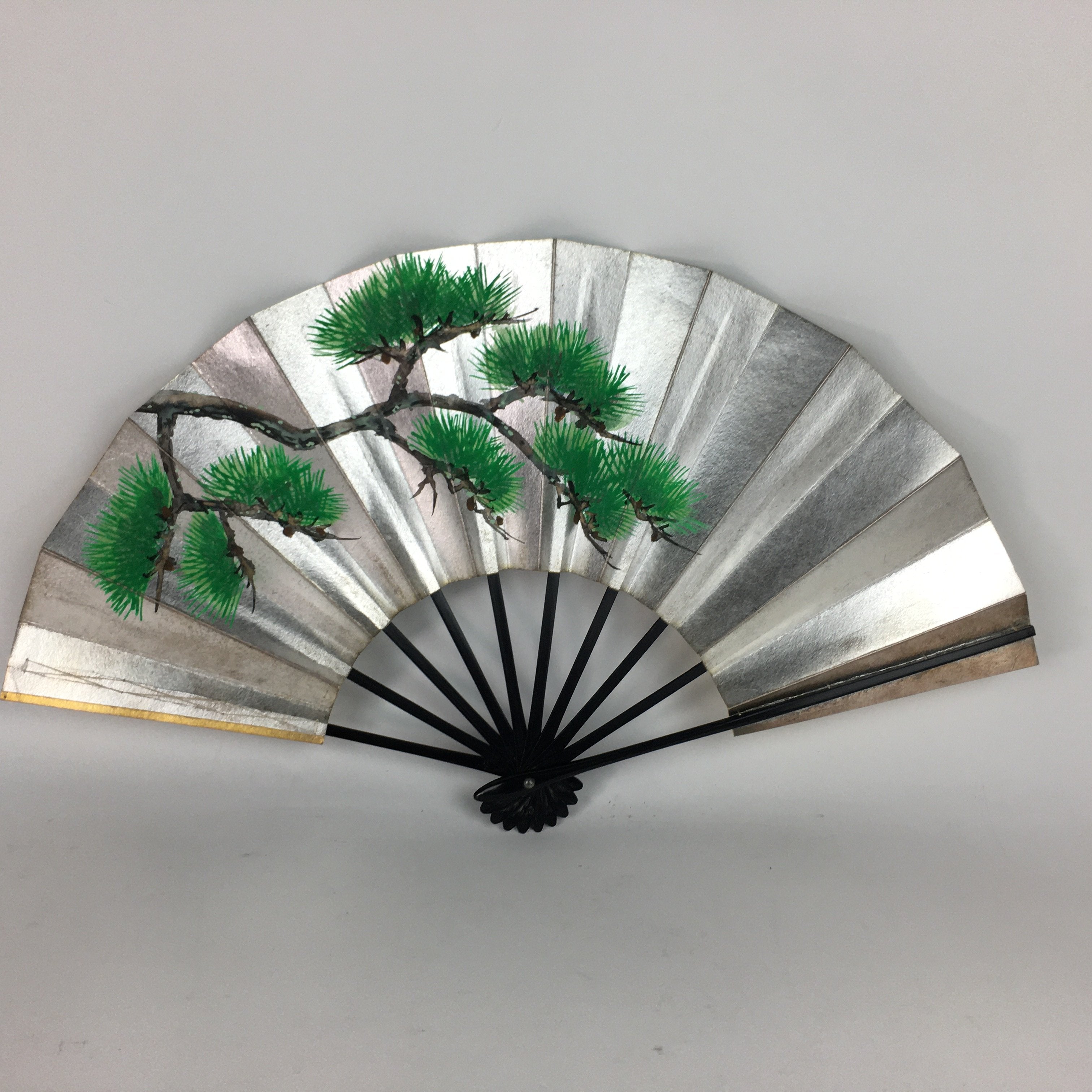 Japanese Folding Fan Vtg Sensu Bamboo Frame Paper Kimono Boy 4D624