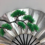 Japanese Folding Fan Vtg Sensu Paper Bamboo Frame Gold Silver Hand-painted 4D49