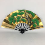 Japanese Folding Fan Vtg Sensu Paper Bamboo Frame Gold Silver Hand-painted 4D49