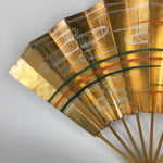Japanese Folding Fan Vtg Sensu Paper Bamboo Frame Gold Stripes whirlpool 4D508