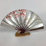 Japanese Folding Fan Vtg Sensu Paper Bamboo Frame Hand Drawn Picture 4D4502