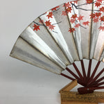 Japanese Folding Fan Vtg Sensu Paper Bamboo Frame Hand Drawn Picture 4D4502