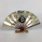 Japanese Folding Fan Vtg Sensu Paper Bamboo Frame Hand Drawn Picture 4D4502