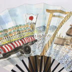 Japanese Folding Fan Vtg Sensu Paper Bamboo Frame Ise-Jingu Shrine Festival 4D50