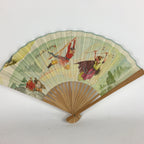 Japanese Folding Fan Vtg Sensu Paper Bamboo Frame Journey to the West 4D511