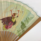 Japanese Folding Fan Vtg Sensu Paper Bamboo Frame Journey to the West 4D511