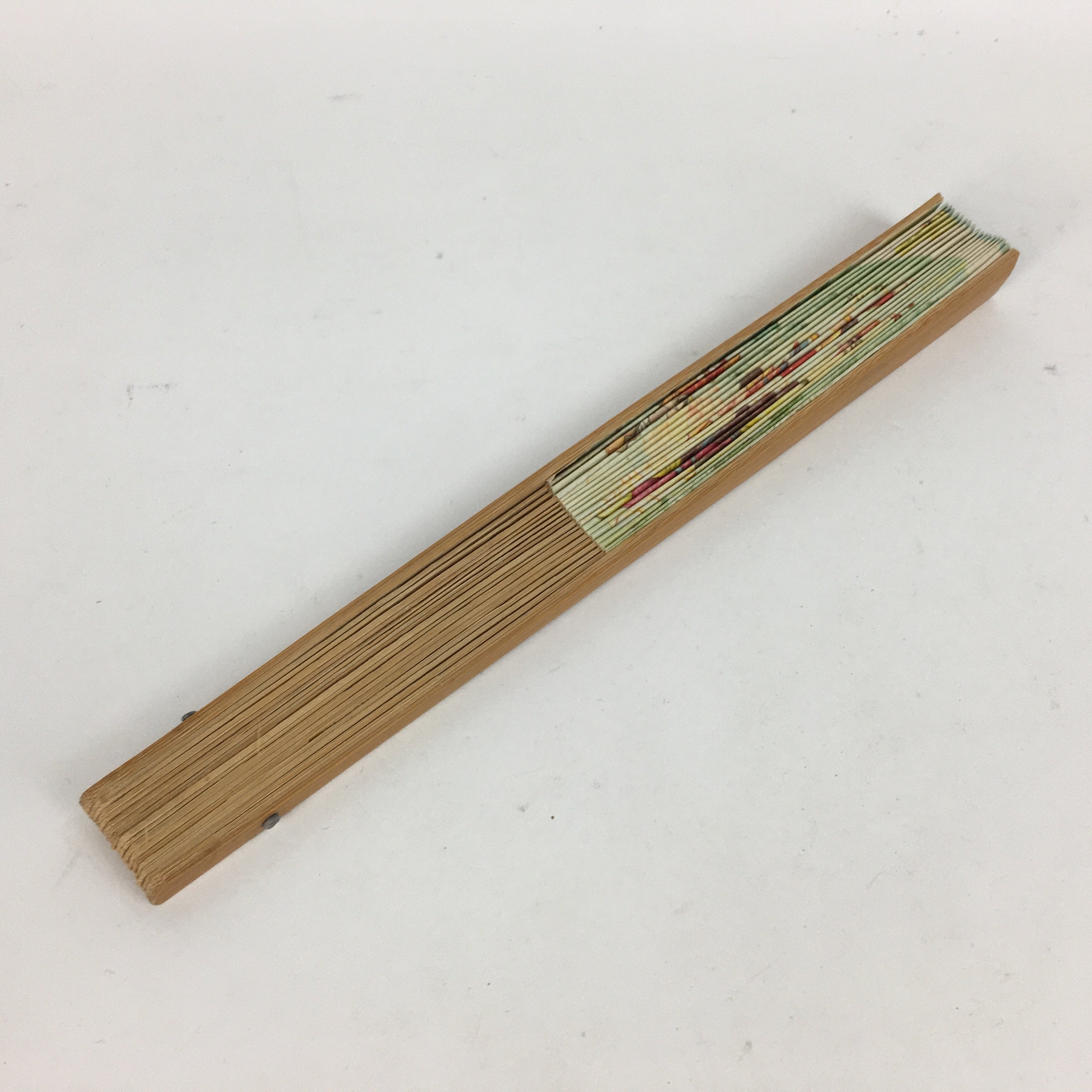 Japanese Folding Fan Vtg Sensu Paper Bamboo Frame Journey to the West 4D511