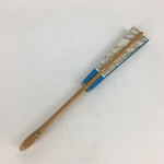 Japanese Folding Fan Vtg Sensu Paper Bamboo Frame Light Blue Gold Flower 4D490