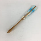 Japanese Folding Fan Vtg Sensu Paper Bamboo Frame Light Blue Silver 4D487
