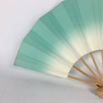 Japanese Folding Fan Vtg Sensu Paper Bamboo Frame Light Green Gradation 4D495