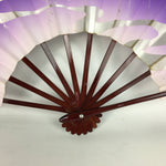 Japanese Folding Fan Vtg Sensu Paper Bamboo Frame Purple Silver Stream 4D492