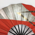 Japanese Folding Fan Vtg Sensu Paper Bamboo Frame Red Thunderstorm 4D506
