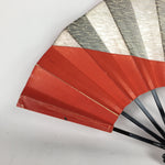 Japanese Folding Fan Vtg Sensu Paper Bamboo Frame Red Thunderstorm 4D506