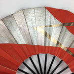 Japanese Folding Fan Vtg Sensu Paper Bamboo Frame Red Thunderstorm 4D506