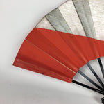 Japanese Folding Fan Vtg Sensu Paper Bamboo Frame Red Thunderstorm 4D506