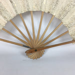 Japanese Folding Fan Vtg Sensu Paper Bamboo Frame Shiny Gold Purple 4D510